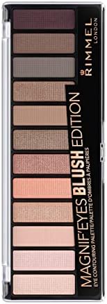 Rimmel London Magnif'eyes 12 Pan Eyeshadow Palette, Highly Pigmented Colours and Long-lasting Formula, Blushed Edition, 14 g
