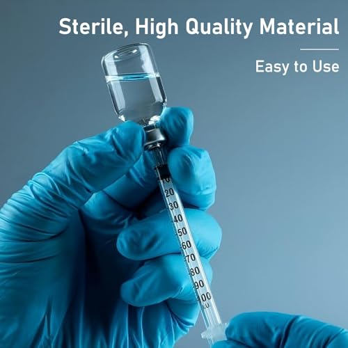 U-100 1ml Syringe with Needle, 31G 1/4\" 6mm 1cc Syringes, Disposable Individual Package, Pack of 100