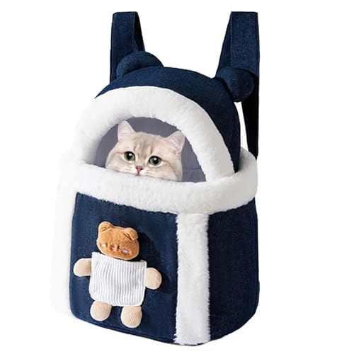 Transportín cálido para gatos, bolsa de transporte para mascotas al aire libre, mochila de transporte para gatos pequeños, jaula de invierno para mascotas con apertura superior para viajes al aire