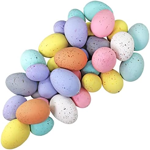 32 Pcs Assorted Faux Foam Easter Eggs Speckled Eggs Decorative Pastel Easter Eggs for DIY Easter Wreath Centerpiece Bowl Basket Fillers Party Favor Gift Spring Home Wedding Table Indoor Decor