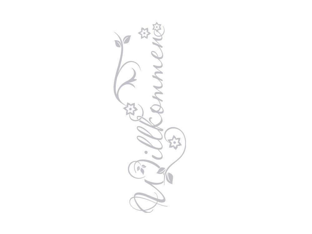 GRAZDesign Glastür Aufkleber Flur Eingang Willkommen Spruch, Fensteraufkleber Glas, Fenster Fenstertattoo - 151x57cm / Silbergrau