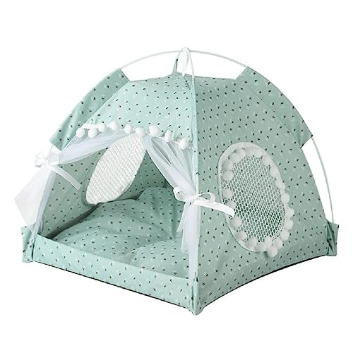 Haustier Tipi Mit Kissen – Hunde- & Katzenhaus Aus Baumwollleinen, 61 Cm Hoch, Für Indoor & Outdoor (Weiß)