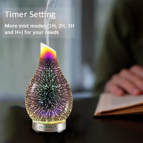 Essential Oil Diffuser, 3D Glass Aromatherapy Ultrasonic Humidifier, 7 Color Changing Leds, 120Ml Waterless Auto-Off, Setting For Home Office Yoga Leisure Spa Gift Bpa Free #TOP7