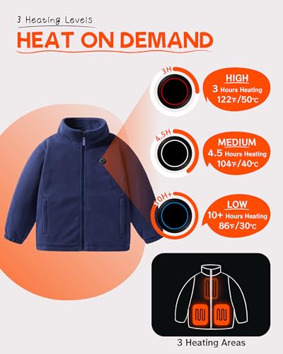 Image of HEWINZE Kids Heated Jacket,Fleece Jacket for Kids, Electric Heating Warming Jacket with 5V Battery Pack.