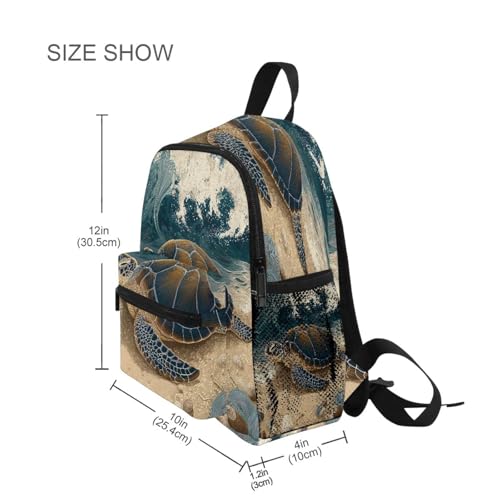 ALAZA Toddler Backpacks for Boys Girls Vintage Sea Turtle on Beach Kids Backpack with Chest Clip and Name Tag,S4