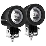 Audak 2Pcs 10W Spot Mini LED Work Light 2 Inch Round LED Driving Lights Fog Lights for Motorcycle Motorbike Bike Dirt Bike Truck ATV UTV