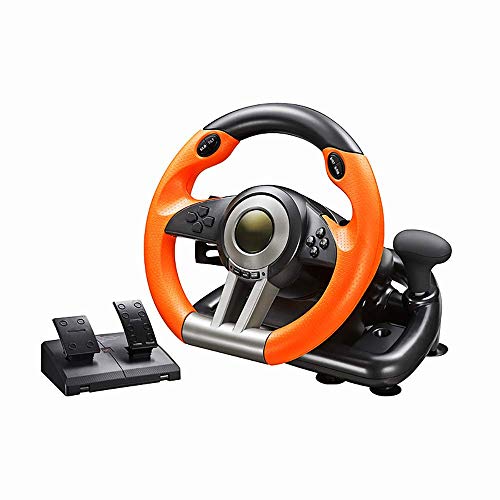 RajoNN Juego de Ordenador, simulación de Volante, simulación de Carreras, Coche de Escuela de conducción con Pedales y Placa de transmisión para PC/PS3/PS4