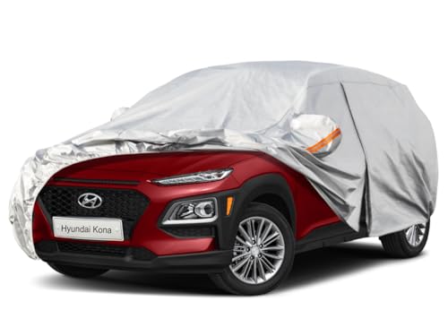 Image of Kayme 6 Layers SUV Car Cover Custom Fit for Hyundai Kona (2017-2025) Waterproof All Weather for Automobiles, Outdoor Full Cover Rain Sun UV Protection.Silver