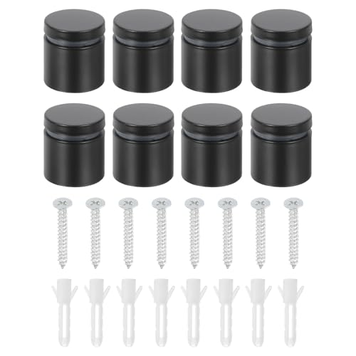 Image of uxcell 8 Pcs Standoff Screws, 1 inch x 1 inch Stainless Steel Advertising Screws Wall Standoff Mounts Hardware for Acrylic Picture Frame Glass Signs Hanging, Black