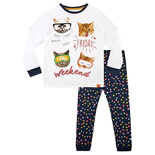Harry Bear - Ensemble De Pyjamas - Chat - Fille - Blanc - 12-13 Ans