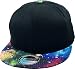 KNW-1469GX BLK-BLK Galaxy Print Brim Snapback Hat Cap