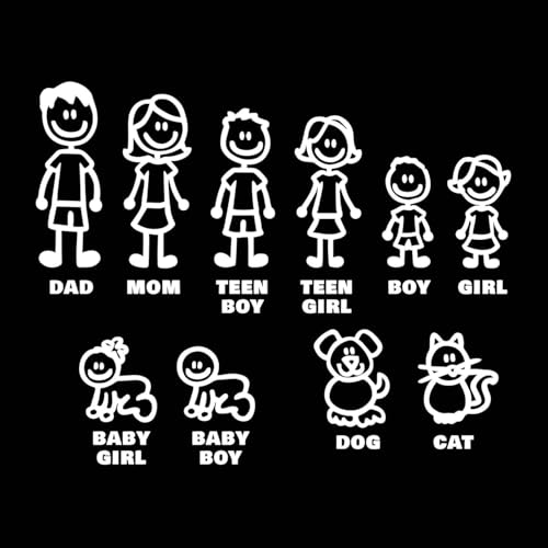 Adesivo per auto bianco I Love My Family, adesivi e