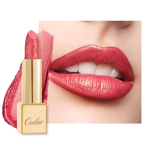 OULAC Orange Metallic Shine Lipstick - Coral Glitter Long Lasting Lipsticks, Ultra Hydrating, High Pigment and Lightweight, Vegan & Cruelty-Free, Full Coverage Lip Color 4.3 g/0.15, 25 Viva La Vida