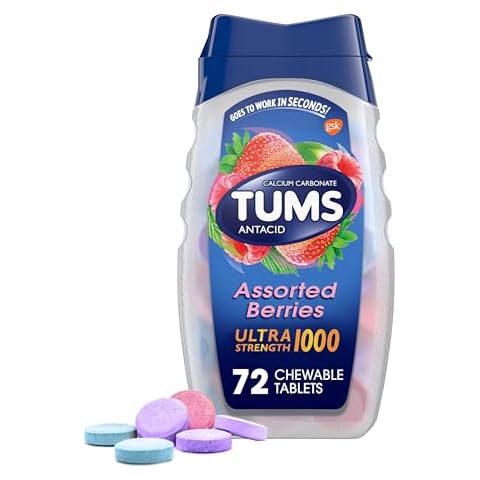 TUMS Ultra Strength Chewable Antacid Tablets for Heartburn Relief and Acid Indigestion Relief, Assorted Berries - 72 Count Cover