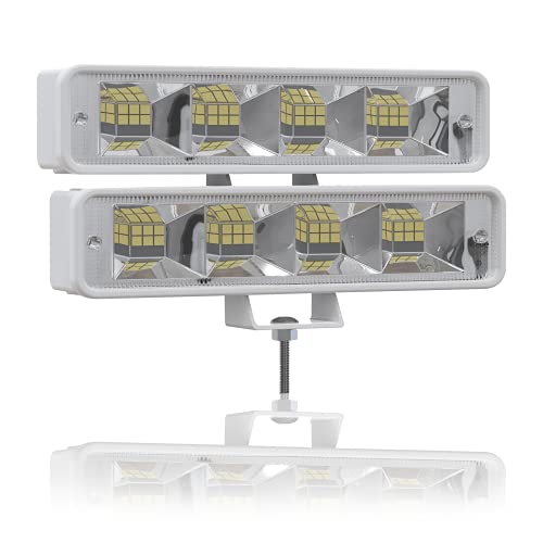 Marine Mate Waterproof Led Boat Lights, 2 Lights 72W Waterproof Tested Deck Dock Marine Lights 4000LMS 120°Flood Light, 6.3inch, 12 24 V Led Light Bar. 50,000 Working Hours.