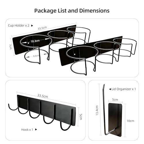 Magnetic Stanley Cup Organizer 4 Pack, Water Bottle Organizer Holder for Stanley Large Tumbler Organizer with 5 Hook, Kitchen Space-Saving and Storage for Stanley Cup Accessories by zenitize - Used condition - Image 2