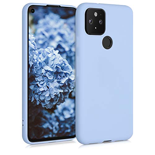 kwmobile Funda para Google Pixel 5 Carcasa - Ultrafina de TPU y Silicona con Bordes elevados anticaídas - Azul Claro Mate