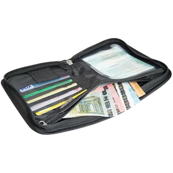 Tatonka Travel Zip M RFID Block - Reisebörse/Reisepasshülle RFID-Blocker - TÜV certified - Bietet Platz für Reisepass, Kreditkarten und Reisedokumente, Black, 17 x 12 x 3 cm, Кошелек с блокиратором RFID