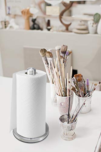 Kamenstein Perfect Tear Low Profile Stainless Steel Countertop Paper Towel Holder, One Handed Pull, No Unraveling, Weighted Base To Prevent Tipping, 13 Inch #TOP2