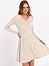 ANRABESS Women Long Sleeve Ribbed Knit Short Dresses 2025 Fall Winter V Neck Casual Swing A Line Sweater Dress Beige Medium