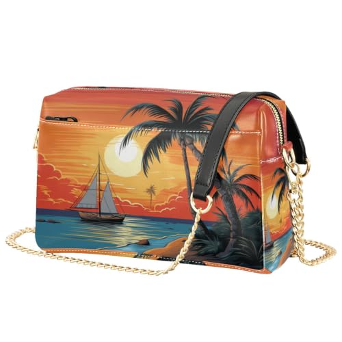 Sac à bandoulière femme cuir PU imprimé plage Mnsruu petit sac à main tendance