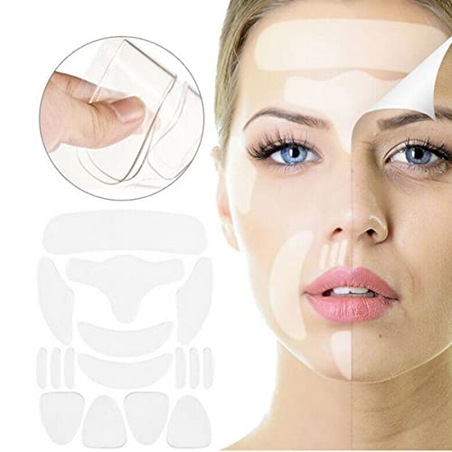 Silicone Adesivo Anti-rugas Rosto Testa 16 Peças Kit Completo Para a Face Reutilizável