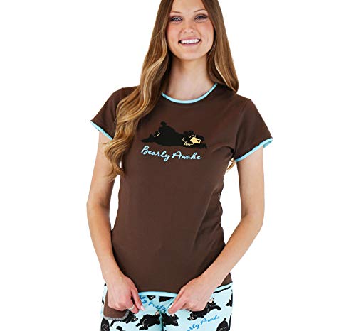 Lazy One Fitted Pajamas For Women, Cute Pajama Pants And Top Separates, Bear, Animal, Barely Awake (Bearly Awake, Small) #TOP6