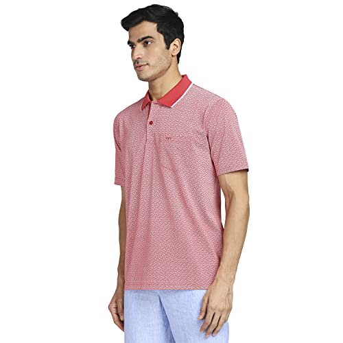Image of Colorplus Men's Pure Cotton Print Pattern Classic Fit Polo Neck Half Sleeve Casual T-Shirt