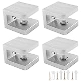 Zorfeter 4 Pcs Adjustable Glass Shelf Brackets, Solid Brass Glass Clamp No-Drill Glass Holder Clip S