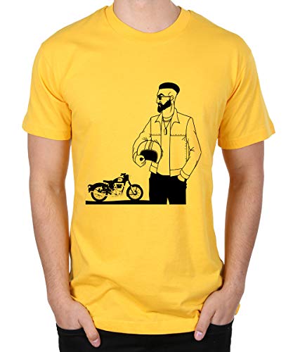 Image of Caseria Men's Cotton Printed T-Shirt -Bike Man | 100% Cotton | Half Sleeves | Regular Fit | Printed | Round Neck | Graphic T Shirt