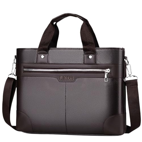 Fashion Men's Briefcase Handbag,Tote PU Leather Business Commuter Satchel Bag,Briefcase Men's Anti-thelf Zipper Pocket (Brown)