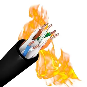 Syston Cable Technology Cat 6E Ethernet Network Cable -Black 250FT, 600MHz 23AWG Solid Bare Copper Wire Outdoor/Indoor, Bulk No Ends 100/250/500/1000 Ft Available, Heat Resistant Plenum Rated - CMP