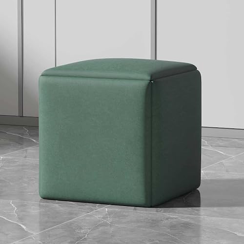 Tabouret carré polyvalent 5 en 1 vert foncé – Ottomane en tissu technologique avec roulettes pivotantes pour salon/salle à manger 45 cm – Chaise cube...