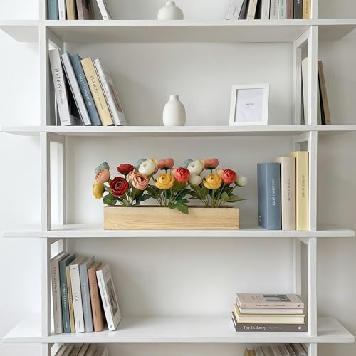 Image of Dekorly Artificial Mini Onion Flower Arrangement with Wooden Planter (24 CM) | Premium Realistic Floral Decor for Table & Living Room | Stylish Indoor Decor for Living Room