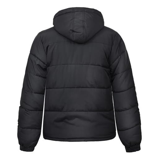 Image of Men's Hooded Puffer Jacket Down Alternative Lightweight Warm Coat Stand Collar Winter Insulated Quilted Coat