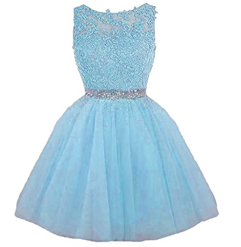 Dydsz Women's Prom Dress Short Homecoming Dresses A Line Tulle Party Cocktail Gown 360 Blue 2