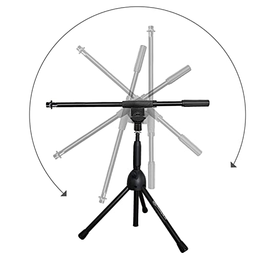 AxcessAbles Short Microphone Stand with Boom Arm | Low Profile Mic Tripod Stand for Kick Drums | Guitar Amp Stand | Low-Pro Mike Stand (MS-101L) - Thumbnail 6
