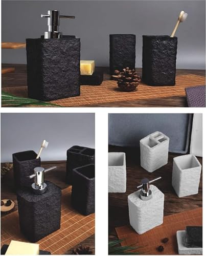 WUTIANBAO Bathroom Accessory 5 Packs Bathroom Accessories Set Sandstone Bathroom Countertop Decor Ornament For Bathroom Accessories Bathroom Accessories Set(Black) - Image 5
