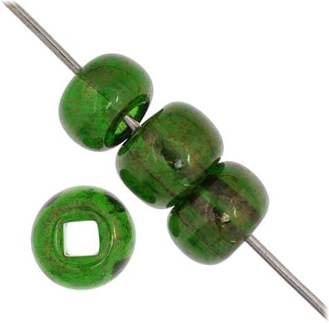 John Bead 500g 1/0 Czech Glass Seed Beads (6.6mm Diameter) Rocaille Transparent Green Marble DIY Jewelry Making Beads by Preciosa (Jablonex)