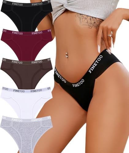 FINETOO Cotton Underwear for Women Cheeky Panties Sexy Hipster Bikini Underwear Elastic Waistband...