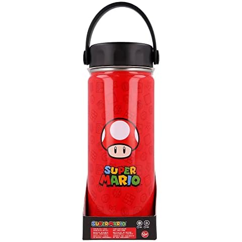 Stor8412497013722Acero Inoxidable Termo Botella con Asa, 530 ml Capacidad, Super Mario Cover