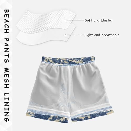 Pigsaly Boys Swim Trunks Blue Western Cowboys Rodeo Wild Boys Board Shorts Swimsuit Swimwear Summer Bathing Suit S4