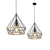 Horevo Lámpara de Techo Retro, Metal Techo Colgante Lámpara Mini con Cable Ajustable de 80 cm, E27 Vintage Iluminación de Techo para Loft Restaurante Barra Comedor, Cocina (Bombilla Incluida)