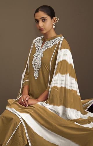 Image of DRESOUL Women Pure Cotton Schiffli Embroidered Kurta Set and Dupatta