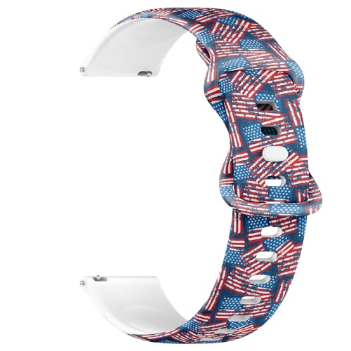Compatible with Garmin Forerunner 255S/255S Music, 265S, Rey, Venu 2S, Venu 3S, Vivoactive 4S, Vivomove 3S, 18mm Replacement Sport Watch Band ( Distress Painted American Flag ) Silicone Soft Strap Bracelet