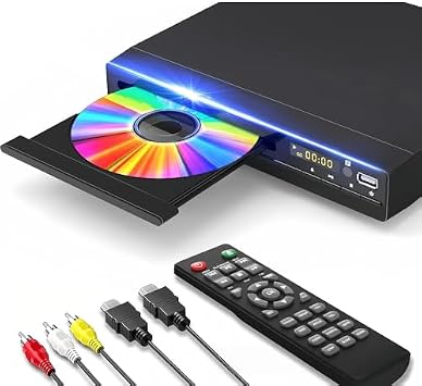 Blu-Ray Player, Mini HD DVD Player, HDMI and RCA Cable 1080p All Local Support, Built-in PAL/NTSC USB 2.0 Home CD Player, Breakpoint Memory and HDR Support 110V, Black, HD-238 HD