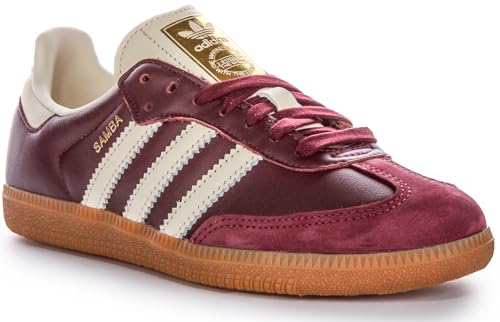 adidas Samba Og Men's Lace Up Retro Clasic Trainer Trainers (Maroon, US 3.5M/4.5F)