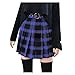Produktbild fexgaoo Damen Plaid Glencheck A-Linie Hohe Taille Flare Plissee Mini Schwarz Rock Kleid (R-Blau, XL)