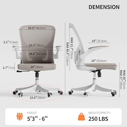 Image of Ergonomic Office Desk Chair, 90-125 Tilt Back Home Desk Chair with 360 Swivel & Mute Wheels, High Back Mesh Computer Chair for Adults with Lumbar Support, 330 LBS Capacity(01Khaki)