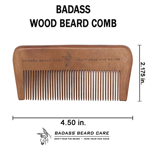 Badass Beard Care Wood Beard Comb For Men - Fine Tooth, Anti-Static #TOP4